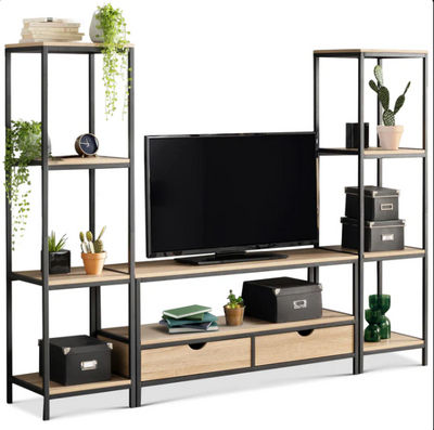 Ensemble meuble tv detroit avec étagères design industriel - Photo 4