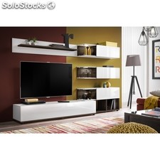 Ensemble meuble tv mural - abw silk - 240 x 40 x 150 cm - blanc