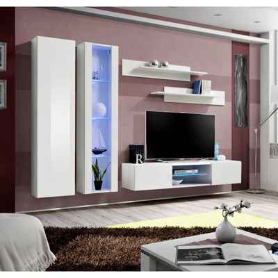 Ensemble meuble tv mural - fly o4 - 260 x 40 x 190 cm - blanc