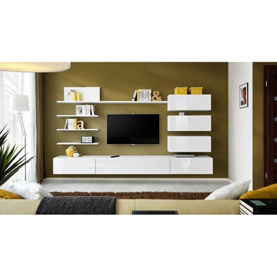 Ensemble meuble tv mural - italy - 300 cm x 170 cm x 40 cm - blanc