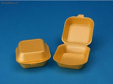 Envase porex Hamburguesa Pequeña Oro (135X125X70 mm) (5 Pack/100 Uds)
