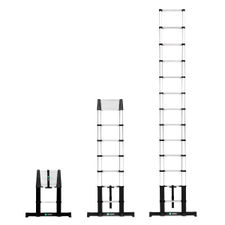 Escalera telescópica PRO - 3,80 m - nuevo modelo 2023 | cierre suave &amp; barra