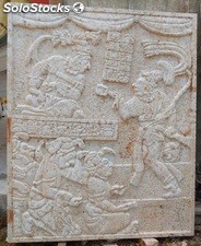 Escultura en Arte maya, replica Panel Kimbell tallada a mano en piedra.