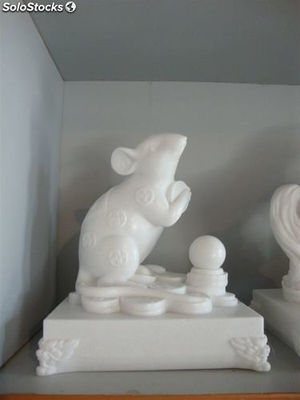 Esculturas de mármol blanco figura de animales Ratón, estatua de mármol blanco