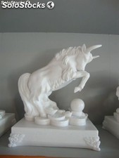 Esculturas de mármol blanco figura de animales Torro, estatuas de mármol blanco
