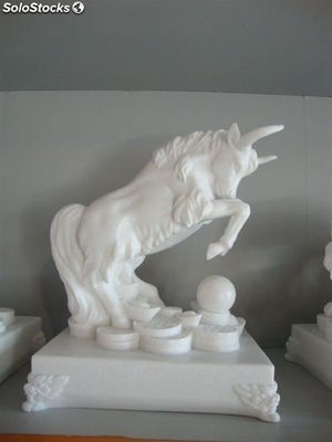 Esculturas de mármol blanco figura de animales Torro, estatuas de mármol blanco