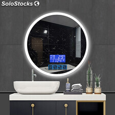 Espejo de tocador LED redondo de 24 pulgadas, espejo de baño montado en la pared