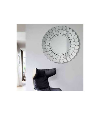 Espejo moderno redondo en acabado color plata circulos 90 cm(ancho) 90 - Foto 2