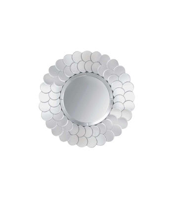Espejo moderno redondo en acabado color plata circulos 90 cm(ancho) 90