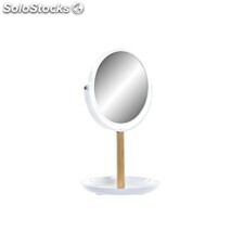 Espelho DKD Home Decor Natural Alumínio Branco Bambu PS (17 x 17 x 31 cm)