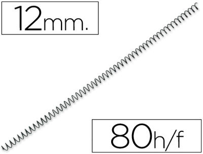 Espiral metalico q-connect 56 4:1 12MM 1MM caja de 200 unidades
