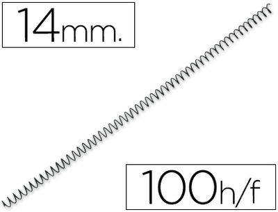 Espiral metalico q-connect 64 5:1 14 mm 1MM caja de 100 unidades
