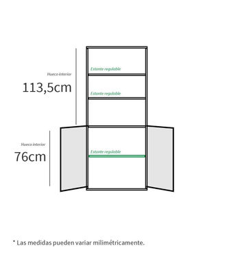 Estantería-1 dos puertas acabado blanco, 196.5 cm(alto)75.5 cm(ancho)33 - Foto 4