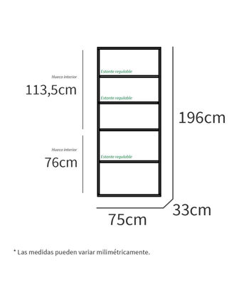 Estantería-2 cuatro estantes acabado roble gold, 196.5 cm(alto)75.5 cm(ancho)33 - Foto 4