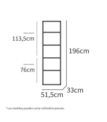 Estantería-3 cuatro estantes acabado blanco, 196.5 cm(alto)51.5 cm(ancho)33 - Foto 3