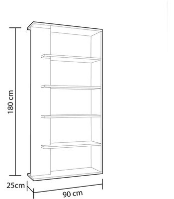 Estantería Alida alta de 5 estantes acabado blanco artic/roble, 180 cm(alto)90 - Foto 4