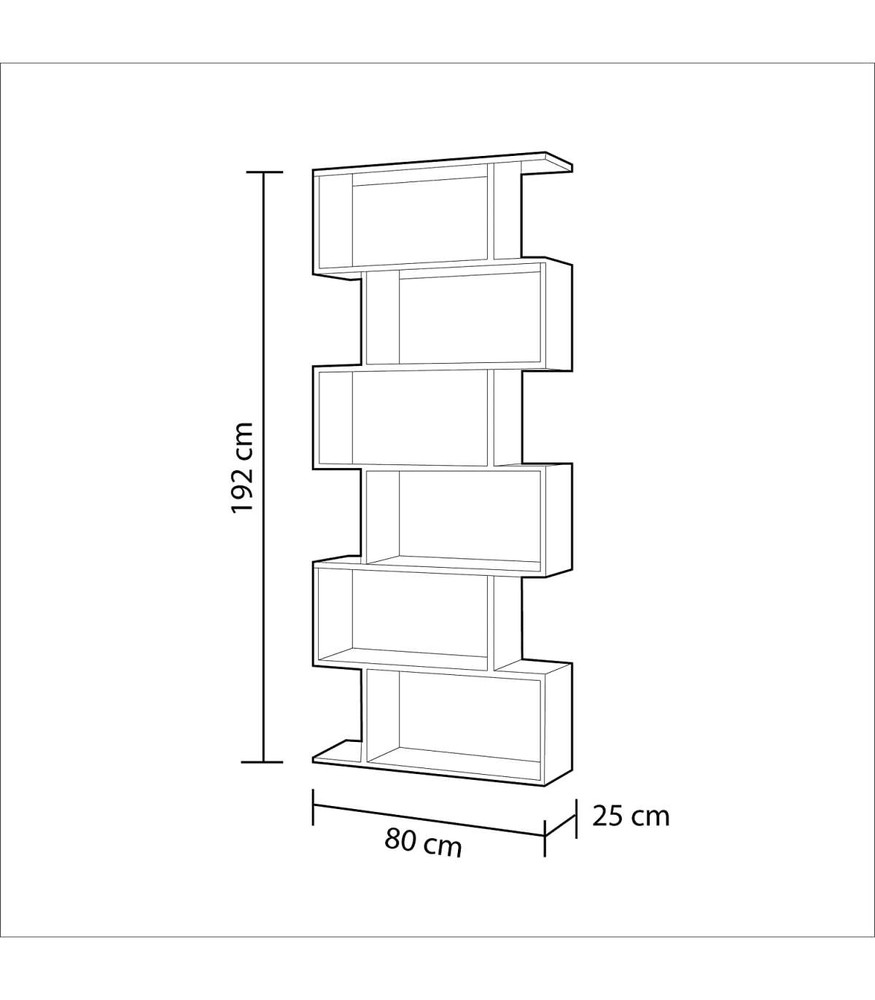 Estantería Alida alta de 5 estantes acabado blanco artic/roble, 180 cm(alto)90  cm(ancho)25 cm(fondo).