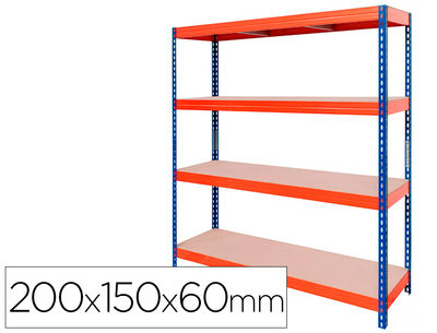 Estanteria metalica ar stabil xl 200x150x60 cm 4 estantes 500 kg por estante