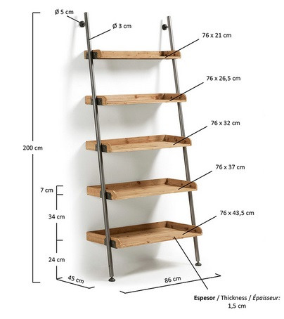 Estanteria metal blanco madera natural Hangar 80x93 cm 