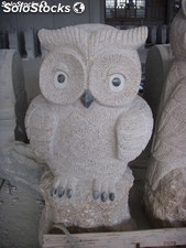 Estatua de granito figura de animales Búho con base, figura de piedra tallada