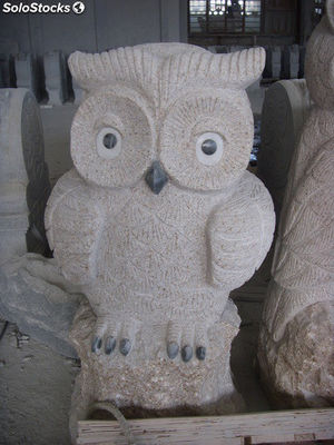 Estatua de granito figura de animales Búho con base, figura de piedra tallada