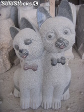 Estatua de granito figura de animales Gatos, estatua de piedra tallada