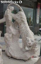 Estatua de piedra figura Tigre, esculturas en piedra para jardín 135x80x190cm