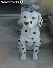 Estatua perro dálmata tallada en granito H90cm, estatua tallada en granito