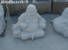 Estatuas buda tallada en granito modelo con diseño de cuenco en la mano H40cm