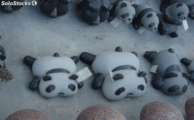 Estatuas tallada en granito modelo Panda echado al suelo L30cm