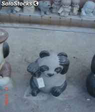 Estatuas tallada en granito Panda sentado H30cm