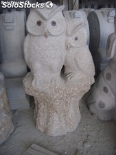 Estatuas talladas en granito modelo dos búhos H90cm