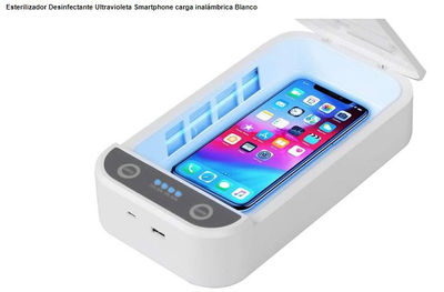 Esterilizador Desinfectante Ultravioleta Smartphone carga inalámbrica Blanco