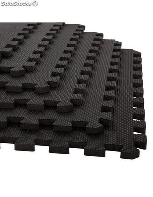 Esterilla puzzle para suelos de gimnasio y fitness negro protección de goma