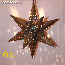 Estrella de laton, lampara en forma de estrella, Mexican tin star light