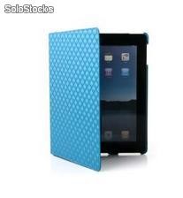 Estuche de cuero para iPad2 con soporte (azul)