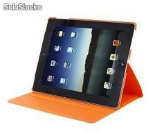 Estuche de cuero para iPad2 con soporte (naranja)