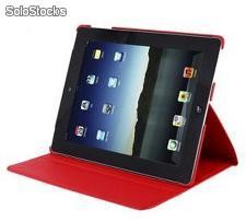 Estuche de cuero para iPad2 con soporte (rojo)