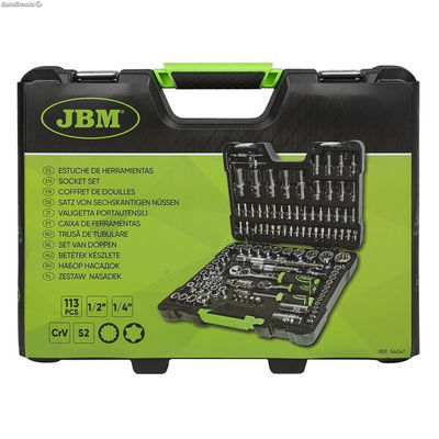 Estuche de herramientas de 113 piezas vasos de 12 cantos cromado jbm 54047 - Foto 5