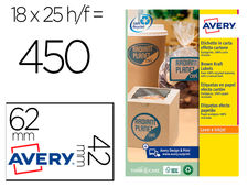 Etiqueta adhesiva avery kraft efecto carton rectangular 62x42 mm removible para