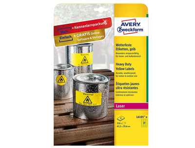 Etiqueta adhesiva avery poliester amarillo fluorescente 63,5x29,6 mm pack de 8 - Foto 2