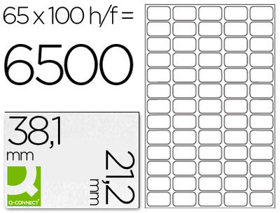 Etiqueta adhesiva q-connect kf00573 -tamaño 38,1x21,2 mm -fotocopiadora -laser