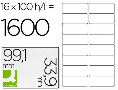 Etiqueta adhesiva q-connect kf01584 tamaño 99,1x33,9 mm fotocopiadora laser