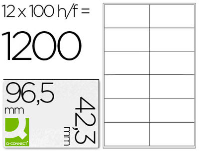 Etiqueta adhesiva q-connect kf10652 tamaño 96,5x42,3 mm fotocopiadora laser