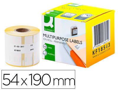 Etiqueta adhesiva q-connect kf18543 compatible dymo 99019 tamaño 54x190 mm caja