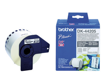 Etiqueta brother dk44205 cinta papel continuo adhesiva removible blanca 62x30,48 - Foto 2