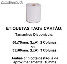 Etiqueta TAG Cartão 35x60mm com 03 Colunas e Picote p/ Roupa Confecção e Outros