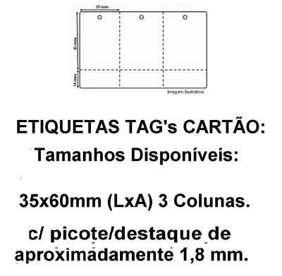 Etiqueta TAG Cartão 35x60mm com 03 Colunas e Picote p/ Roupa Confecção e Outros - Foto 2