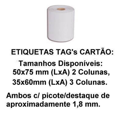Etiqueta TAG Cartão 50x75mm com 02 Colunas e Picote p/ Roupa Confecção e Outros. - Foto 2