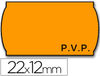 Etiquetas meto onduladas 22 x 12 mm pvp naranja fluor removible rollo 1500